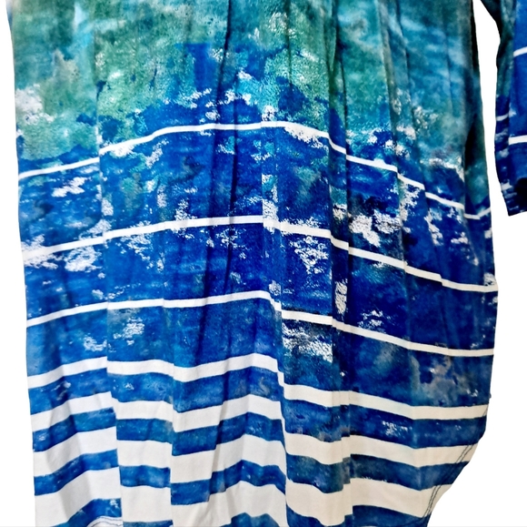 SOLD Karen Kane abstract art to wear boats on ocean stretchy blouse top size 1X - Picture 5 of 15